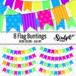 Buntings Clip Art Flags Neon Colors Neon Birthday Birthday