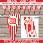 Carnival Party Banner Template Circus Banner Editable Bunting