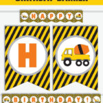 Construction Birthday Banner Printable Construction Party Banner