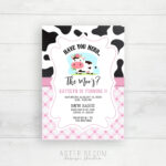 Cow Birthday Invitation Pink Farm Invite Cow Print Party Etsy Cow