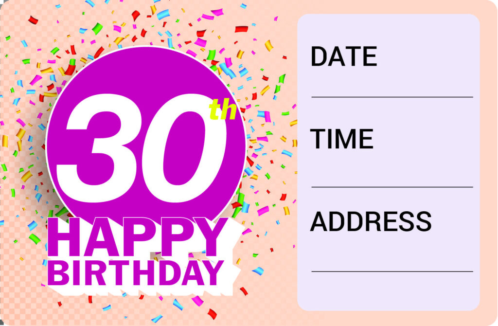 Download Now FREE Printable 30th Birthday Invitation Template 