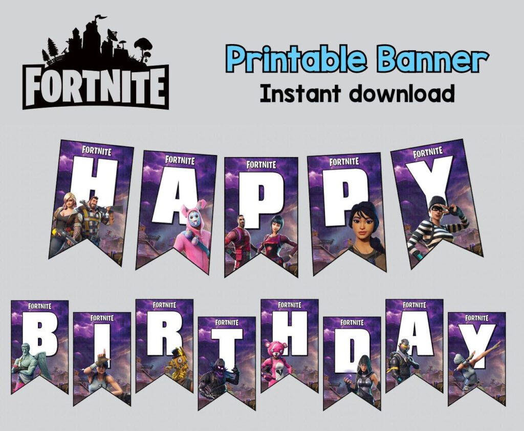 Fortnite Buon Compleanno Stampabile Digitale File Banner Etsy 