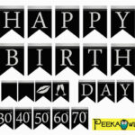 Free Happy Birthday Banner Printable Black And White Pdf BirthdayBuzz