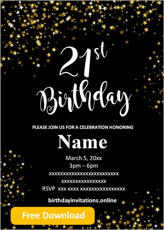 FREE Printable 21st Birthday Invitations Templates Party Invitation