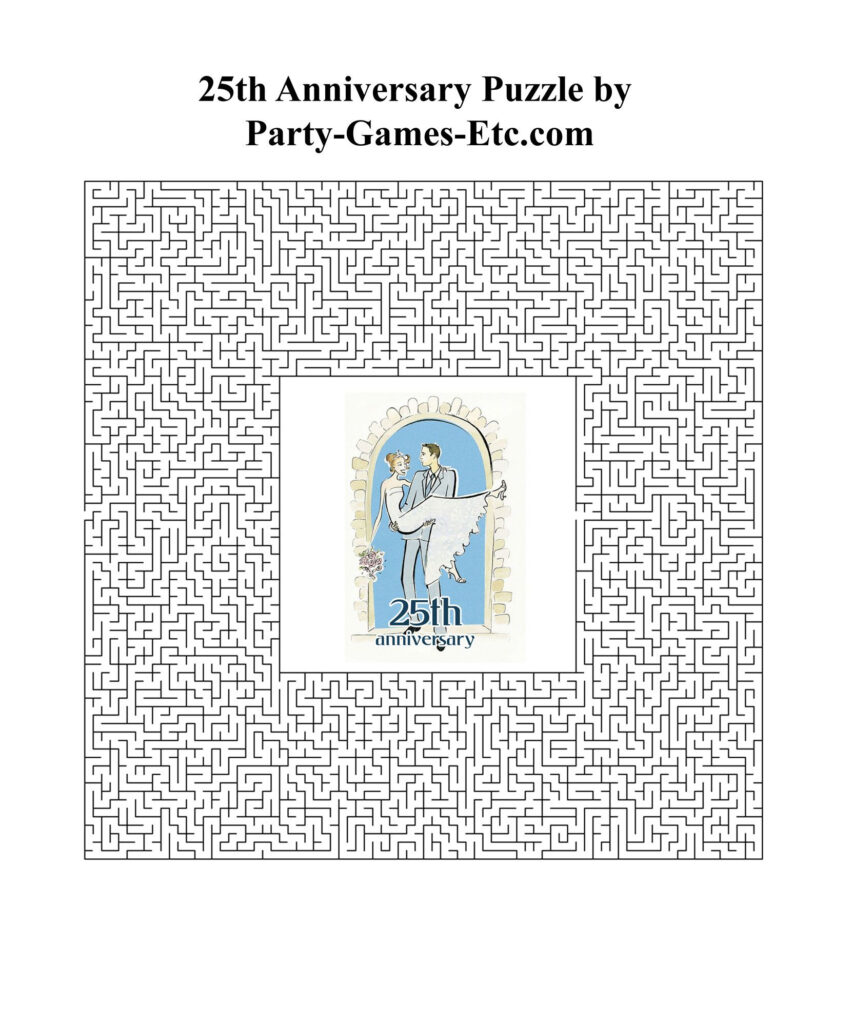 Free Printable 25th Anniversary Party Game And Pen And Paper Activity 