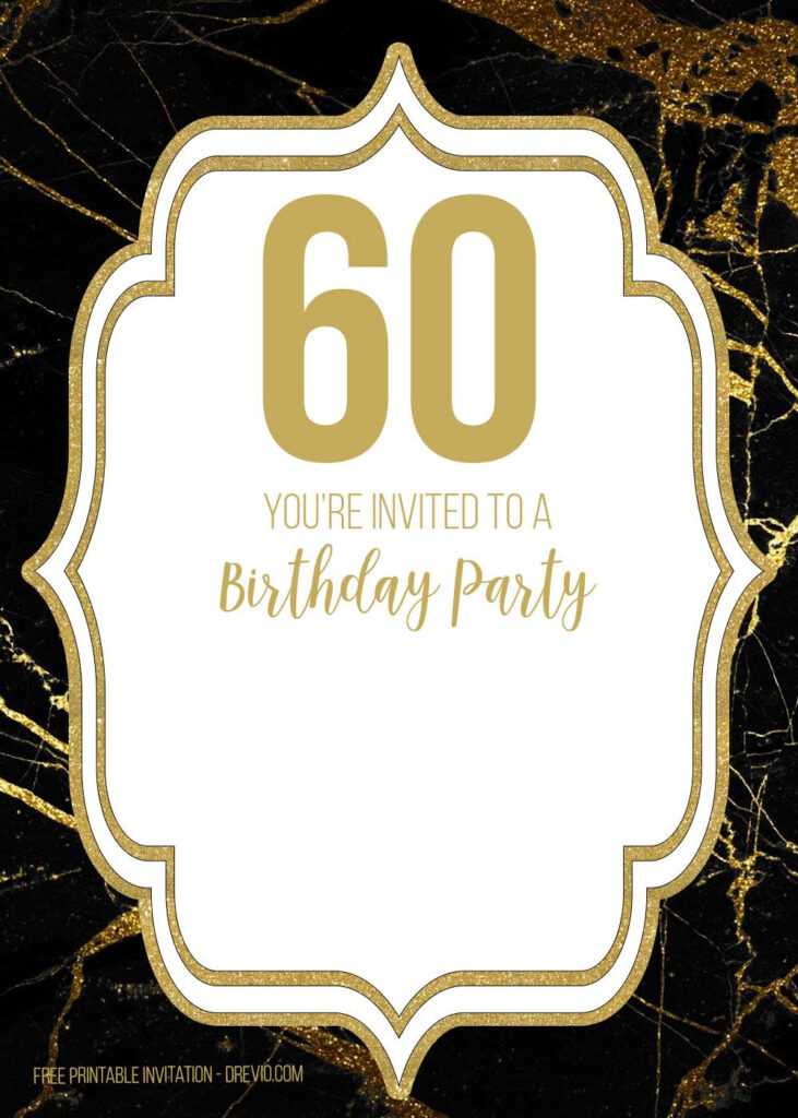 FREE Printable Black And Gold 60th Birthday Invitation Templates 60th 
