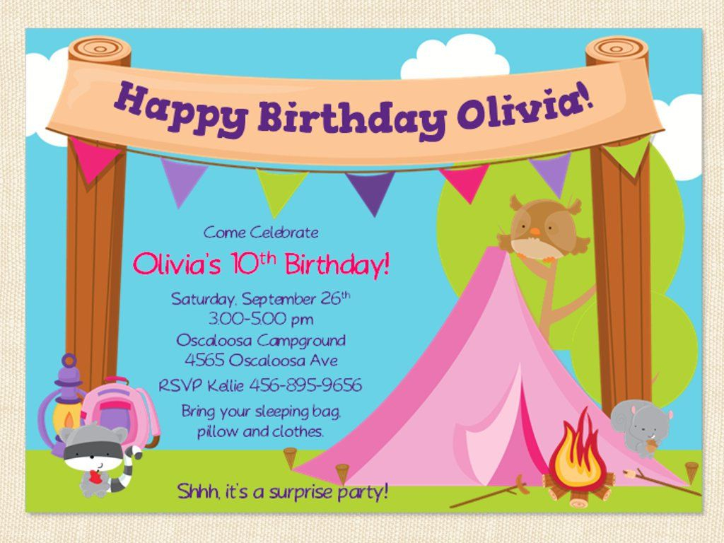 Free Printable Camping Birthday Invitation Template Camping Birthday 