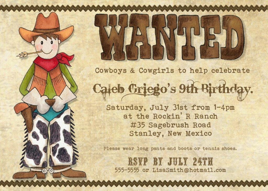Free Printable Cowboy Birthday Invitations Dolanpedia