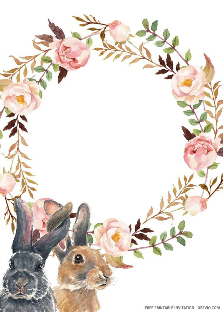  FREE PRINTABLE Cute Bunny Birthday Invitation Template 
