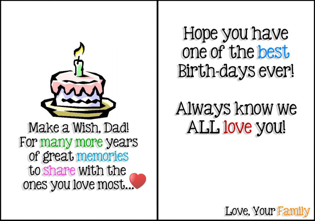 Free Printable Happy Birthday Cards For Dad Free Printable