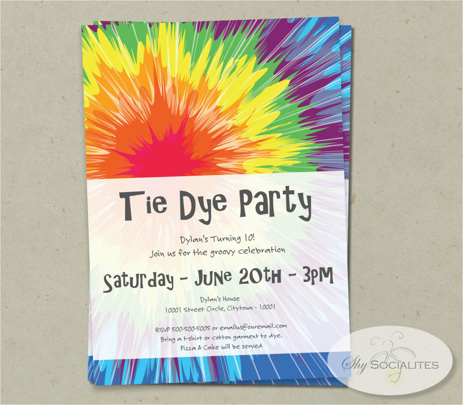 Free Printable Tie Dye Birthday Invitations 2022 ...