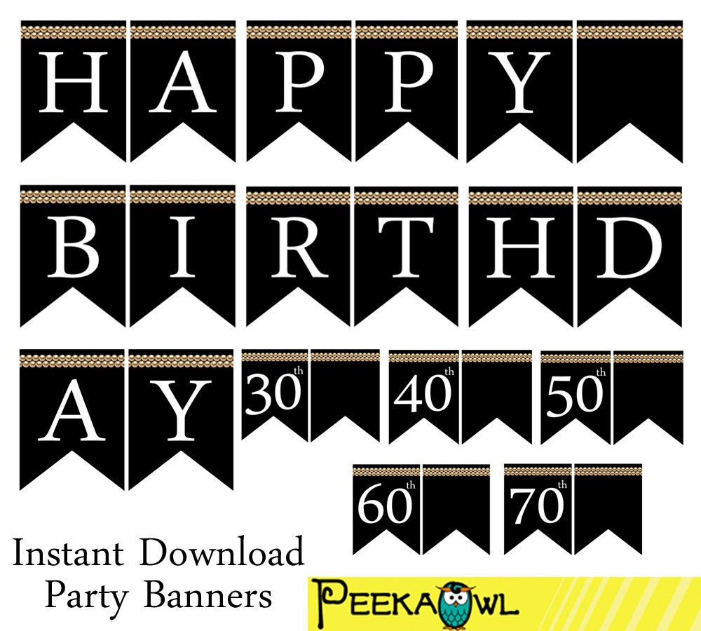 Instant Download Black Pearl Birthday Banner Printable Happy