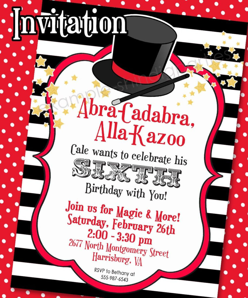 Magic Party Invitation Magic Party Invitation Magician Party Magic 