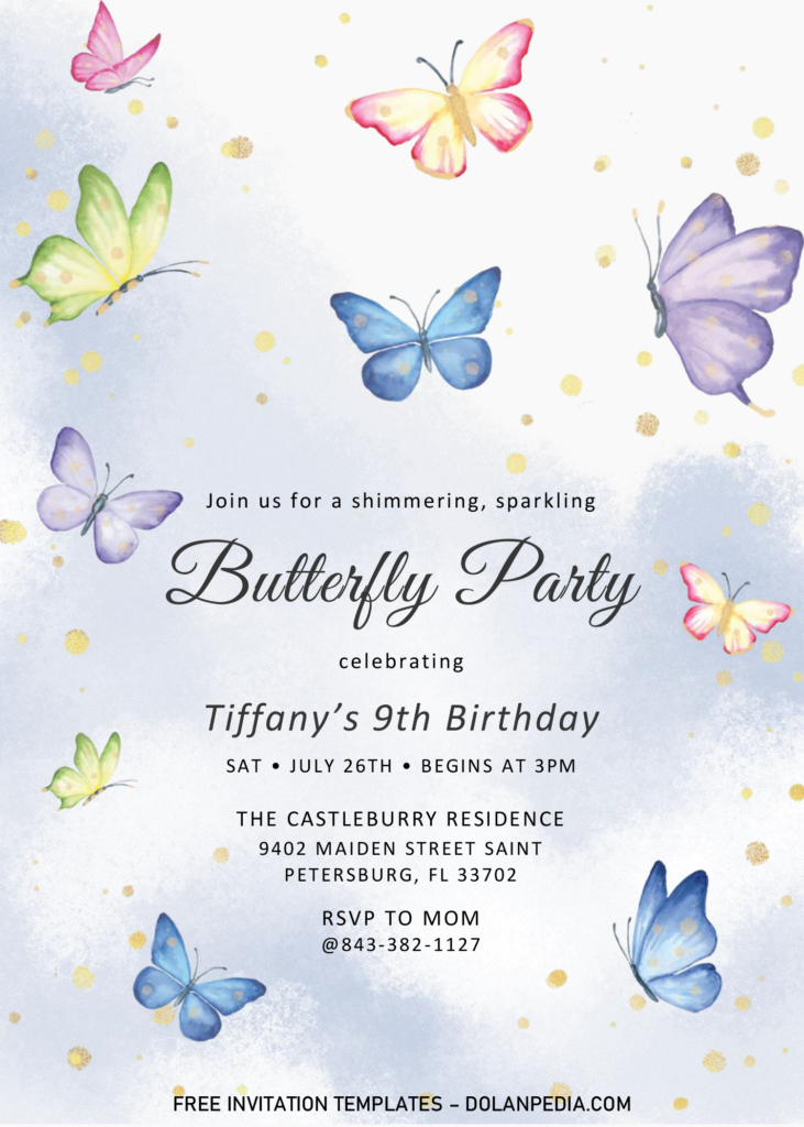 Magical Butterflies Invitation Templates Editable Docx Butterfly 