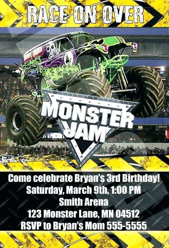 Monster Jam Birthday Invitation Template Cards Design Templates