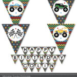 Monster Trucks Banners Monster Trucks Bunting Flags INSTANT DOWNLOAD