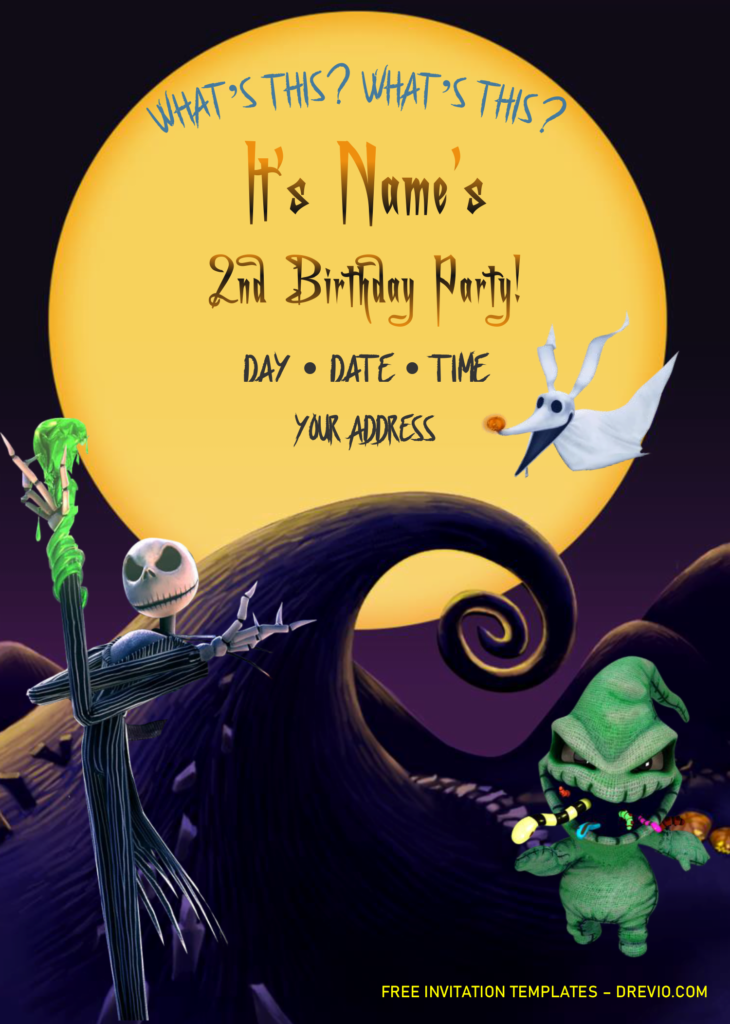 Nightmare Before Christmas Birthday Invitation Templates Editable 