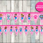 Pink Paw Patrol Birthday Banner Paw Patrol Happy Birthday Banner