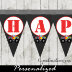Red Monster Truck Happy Birthday Banner INSTANT DOWNLOAD
