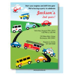 Retro Transportation Birthday Invitation Car Truck Boys Birthday Party
