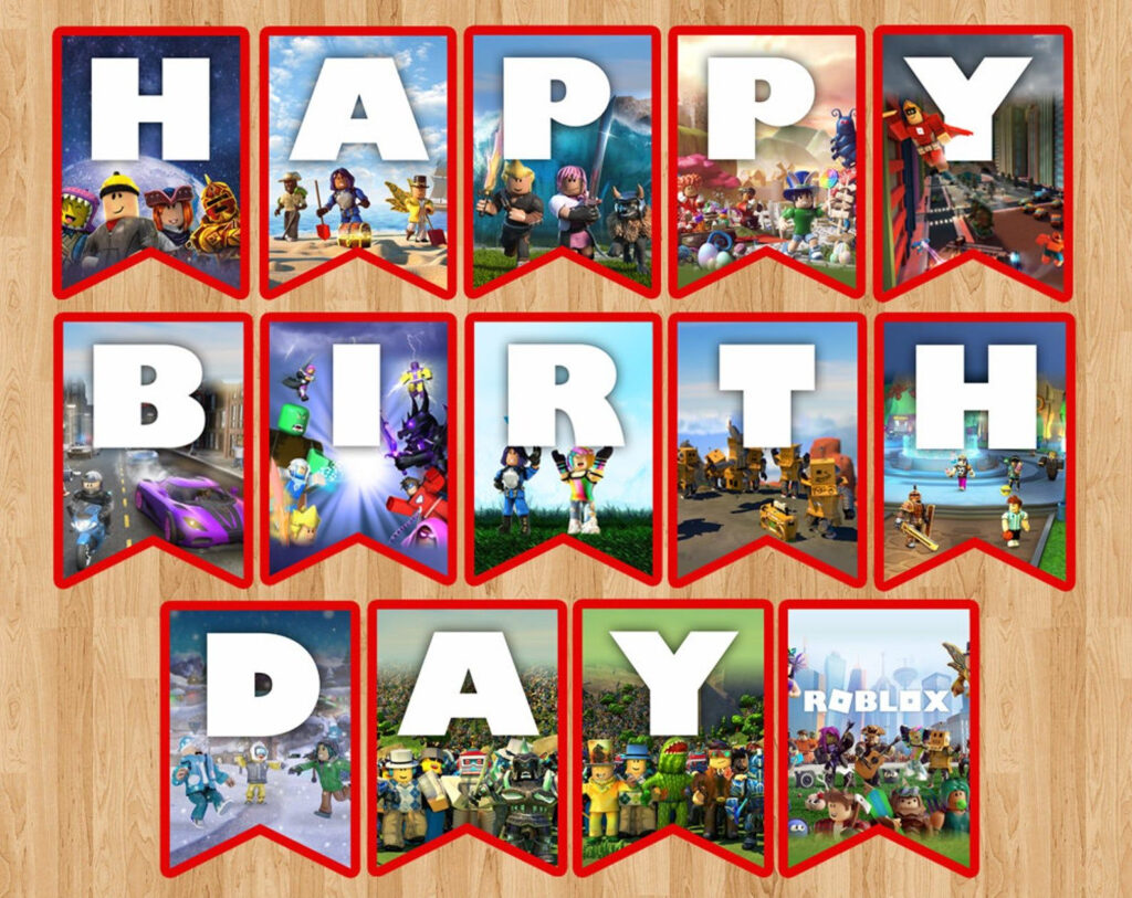 Roblox Birthday Banner Roblox Flag Pennant Party Badge Etsy In 2021 