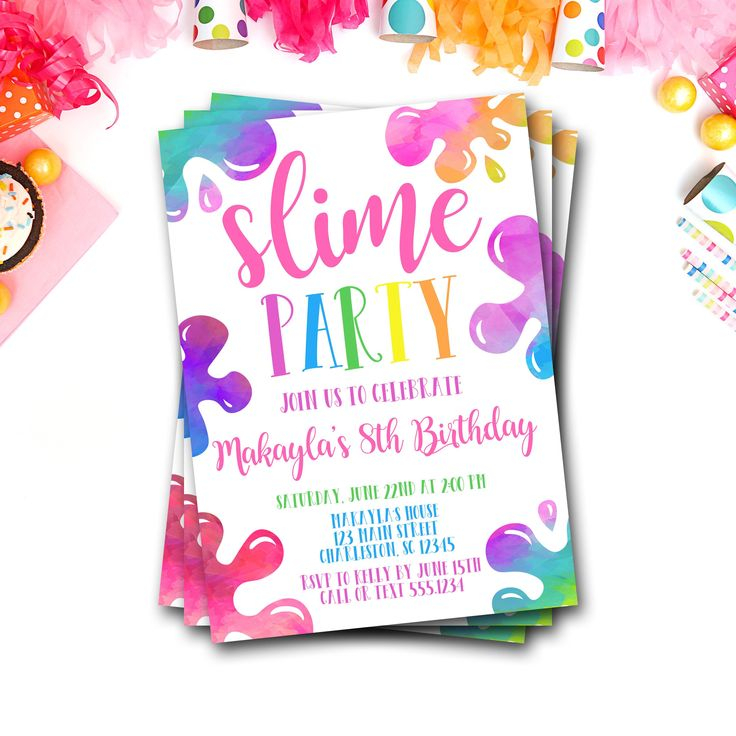Slime Birthday Invitation Slime Invitation Slime Party Invitation 