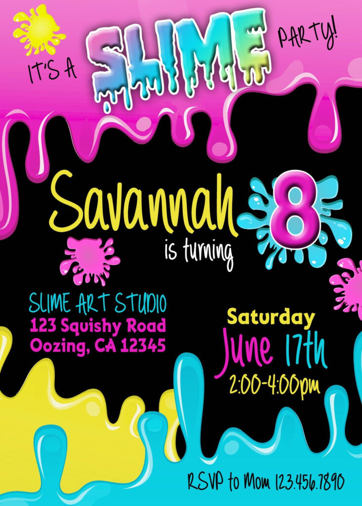 Slime Invitation Slime Birthday Birthday Party Invitations Free 