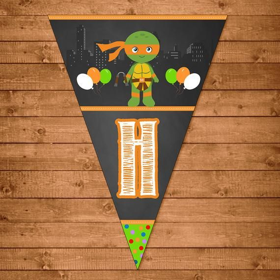 Teenage Mutant Ninja Banner Chalkboard Illustrations TMNT Happy 
