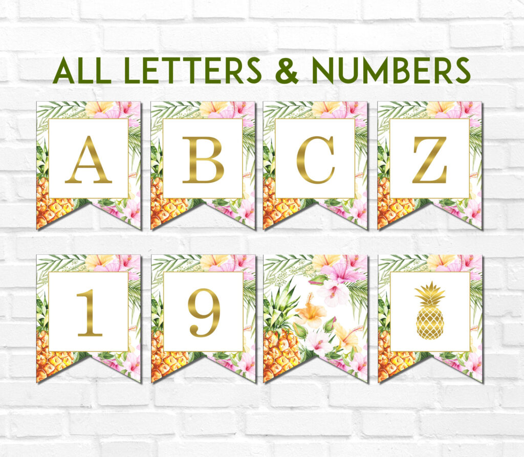 Tropical Printable Banner Luau Birthday Banner Hawaiian Bridal Etsy 