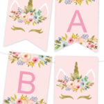 Unicorn Floral Printable Banner Birthday Banner Free Printable Happy