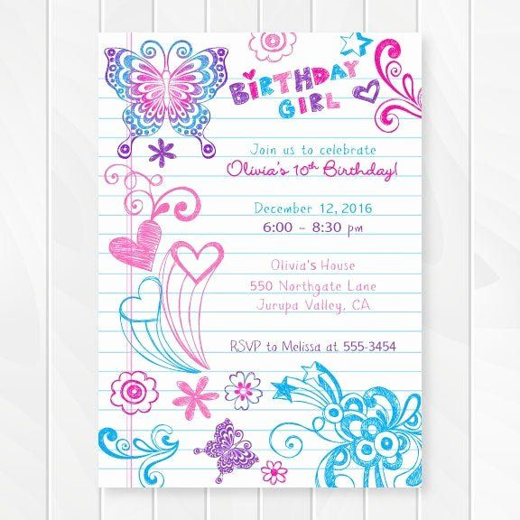  30 Teenage Girl Birthday Invitation In 2020 Printable Birthday 
