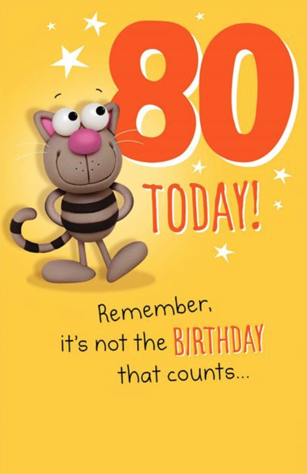 A Funny 80th Birthday Card From Pink Greene 