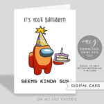Among Us Birthday Card Printable Among Us Funny Birthday Etsy