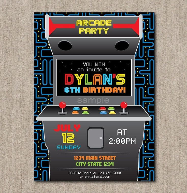 Arcade Birthday Invitation Arcade Party Video Game Etsy Arcade 