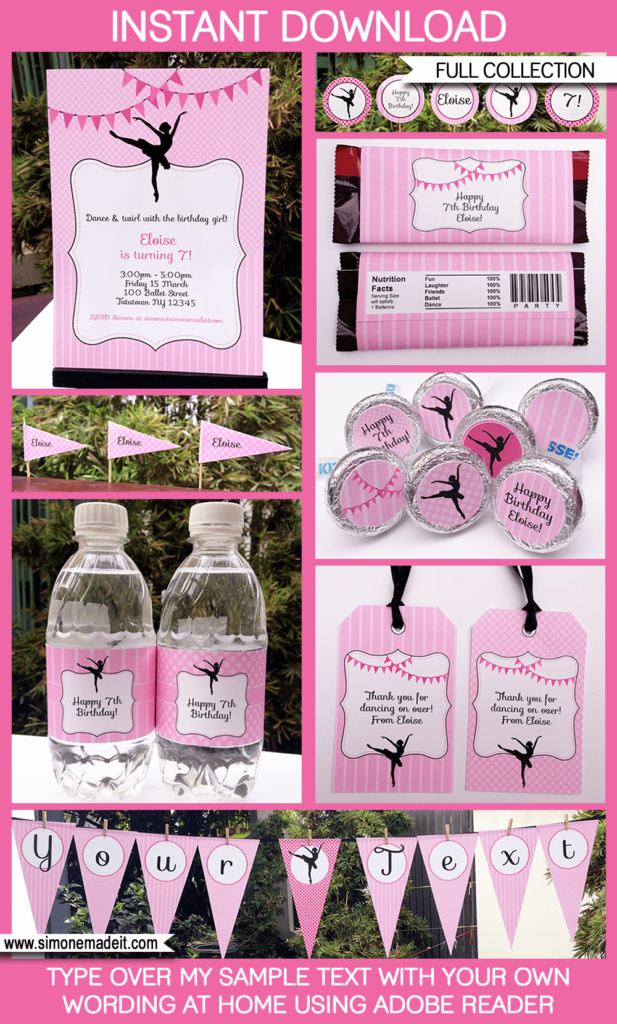 Ballerina Party Printables Invitations Decorations Templates