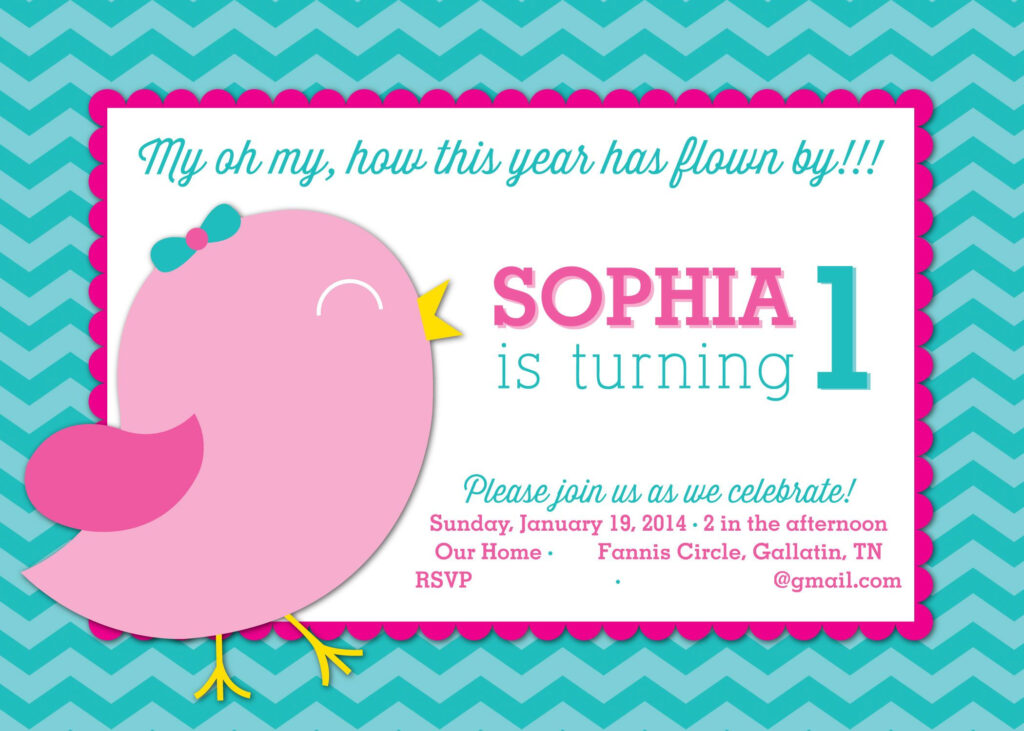 Bird 1st Birthday Party Invitation 1st Birthday Party Invitations 