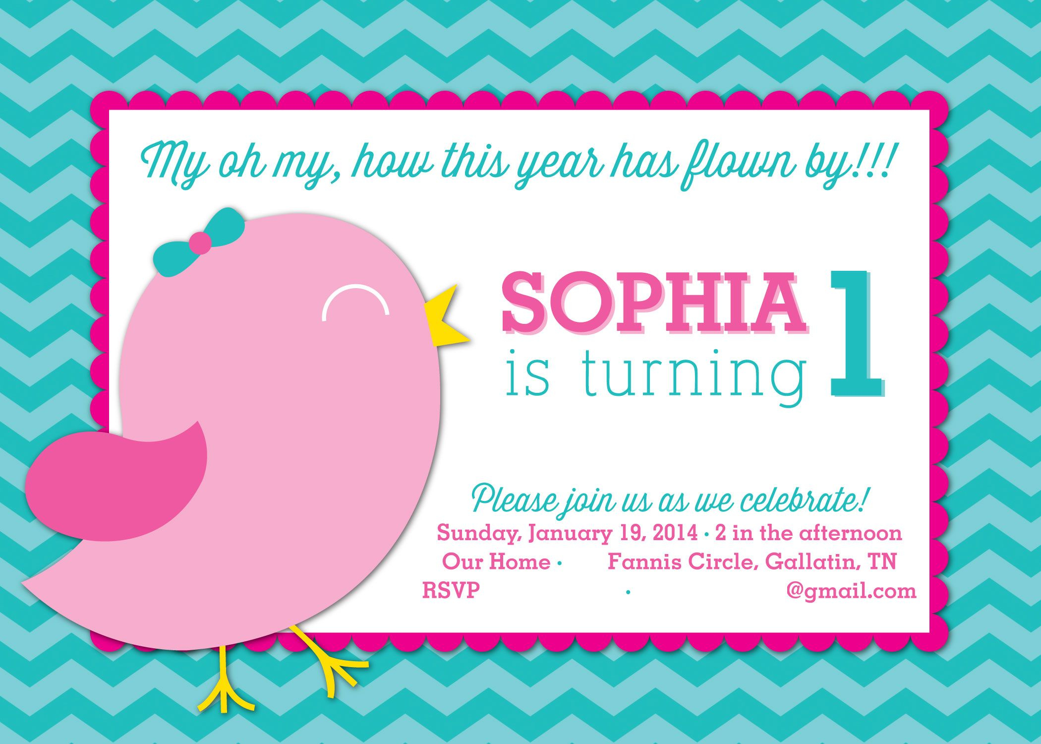 Bird 1st Birthday Party Invitation 1st Birthday Party Invitations