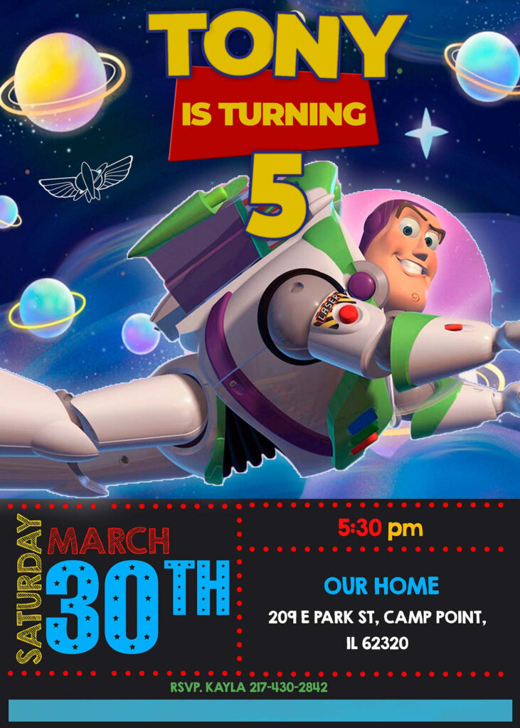 Buzz Lightyear Birthday Party Invitation Terrific Invite