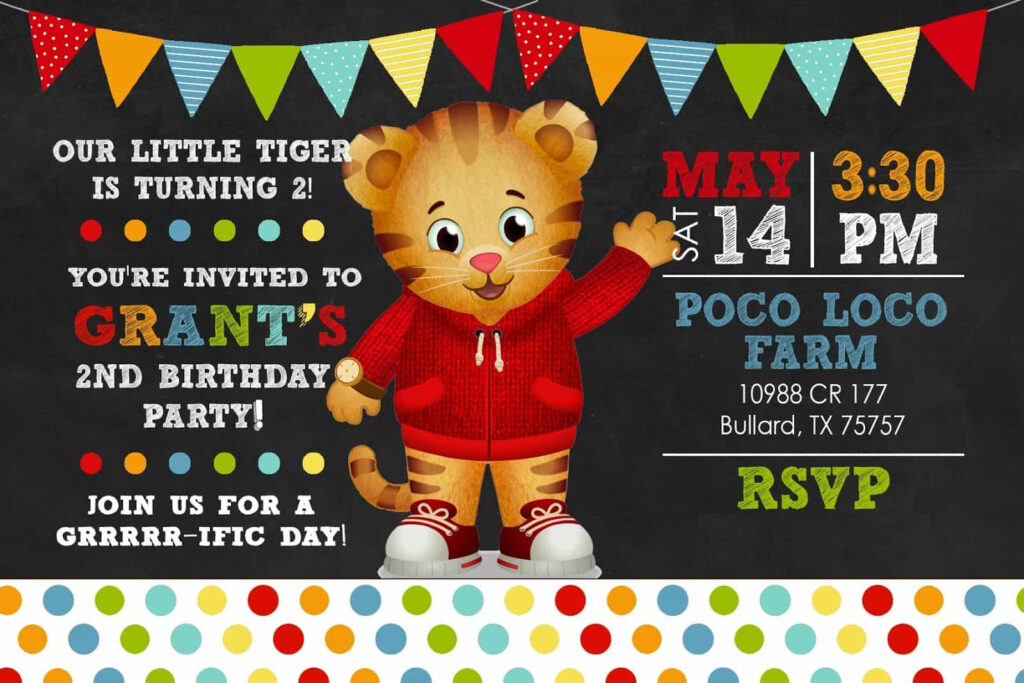 Daniel Tiger Birthday Invitation Template Cards Design Templates