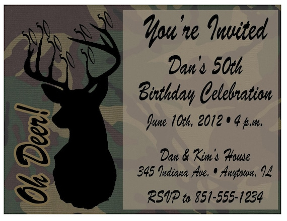 Deer Hunting Camo Printable Birthday Invitations Milestone