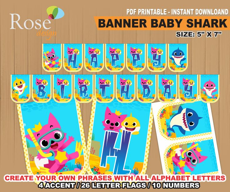 DESCARGA INSTANTANEA Baby Shark Banner Fiesta Baby Shark Baby Shark 