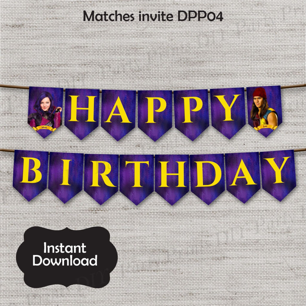 Descendants Birthday Banner Descendants Descendants Banner JPG File 