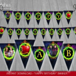 Descendants Birthday Banner INSTANT DOWNLOAD Disney