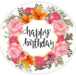 Edible Image Cake Topper Happy Birthday 8 In Round Flower Topper