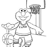 Elmo Playing Basketball Coloring Page Free Printable Coloring Pages