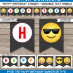 Emoji Printable Banner Template For Boys Happy Birthday Bunting