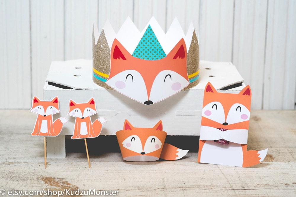 Fox Woodland Birthday Party Printable Decor Kit Cute Fox