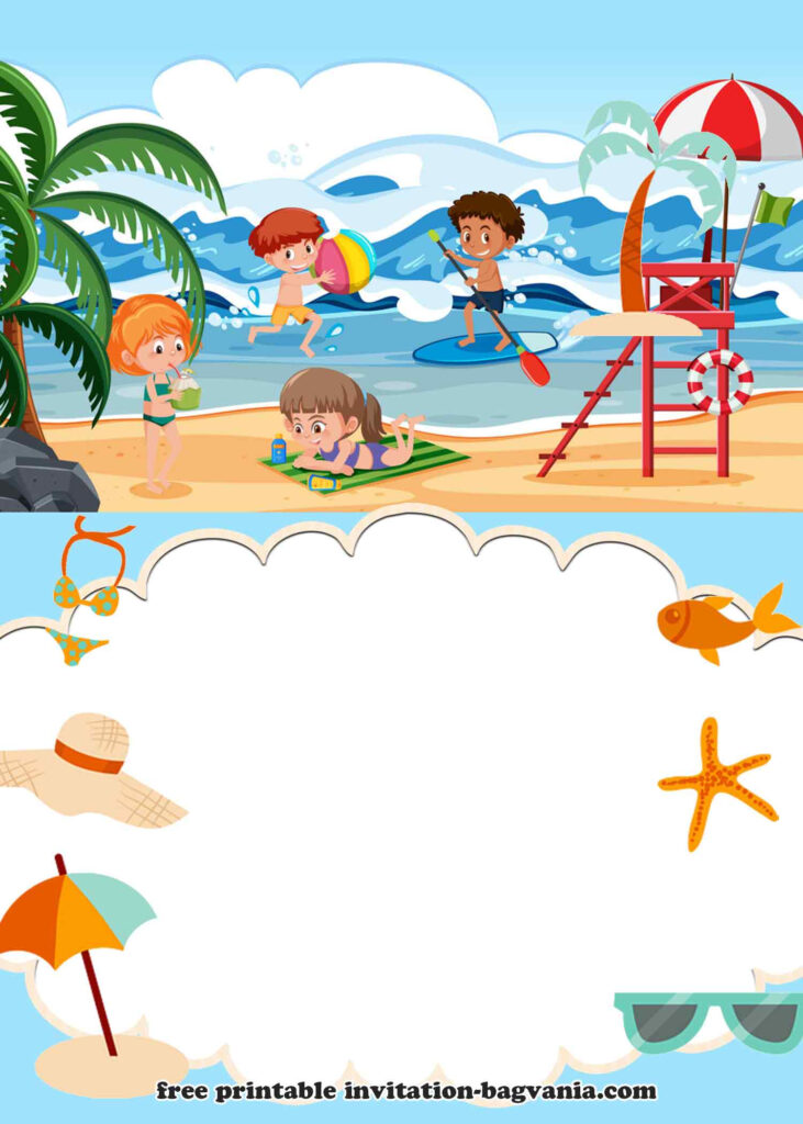 FREE Beach Theme Birthday Invitation Templates DREVIO