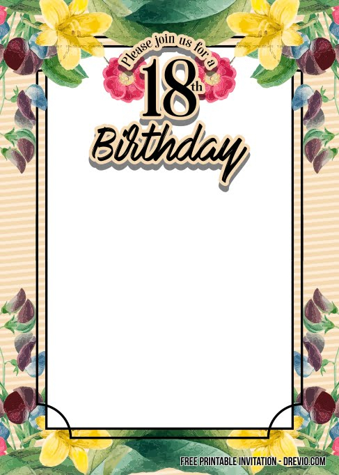 FREE Printable 18th Birthday Invitation Templates DREVIO