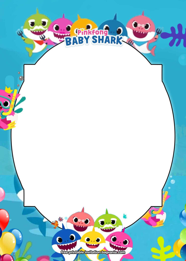 FREE Printable Baby Shark Birthday Invitation Templates Shark Themed 